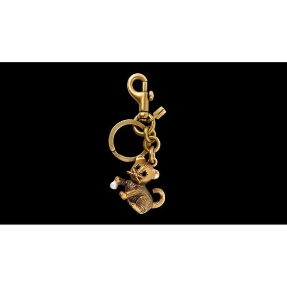 Coach Creatures Kitten Cat Keychain Bag Charm in Gold/Multi Brass NWT CC569 - Picture 4 of 6